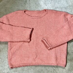 100% Mohair Boxy Rolled Hem Knit Sweater Womens Size Large